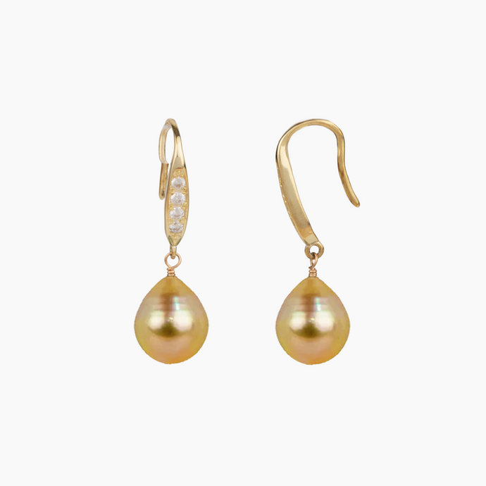 Luxe Golden South Sea Pearl Earrings