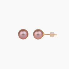 Load image into Gallery viewer, AAA Edison Pink Pearl Stud Earring 14kt Gold