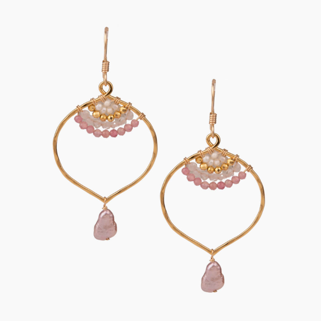 Indah Pink Keshi Pearl Earrings
