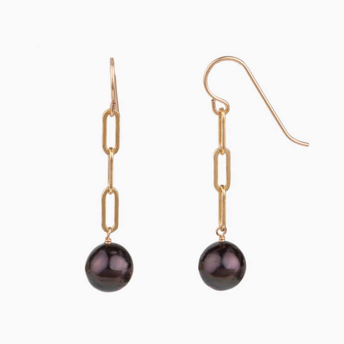 Tahitian Pearl Paperclip Earrings