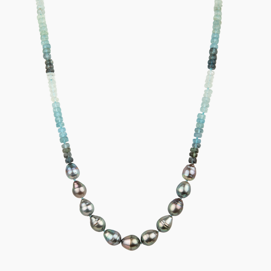 Mana Nui Ombré Aquamarine Tahitian Pearl Necklace