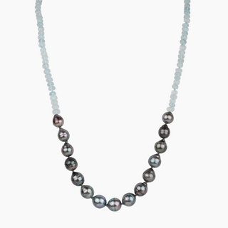 Mana aquamarine dark Tahitian Pearl Necklace 