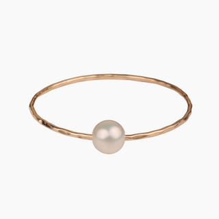 White pearl bangle in gold made in Hawaii