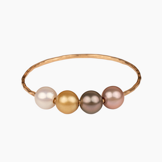 multicolor pearl bangle in gold