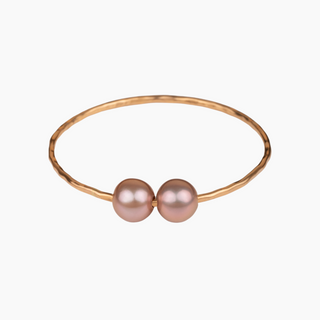 Double Pink Pearl Bangle in Gold handmade in Hawaii