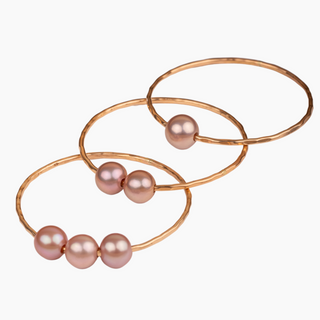 Pink Pearl Bangle set of three bangles in Gold made in Hawaii