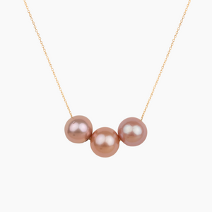 Floating Triple Pink Pearl Necklace