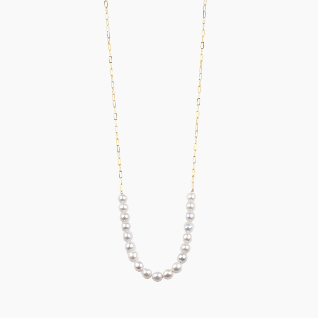 Long Ocean White Pearl Necklace