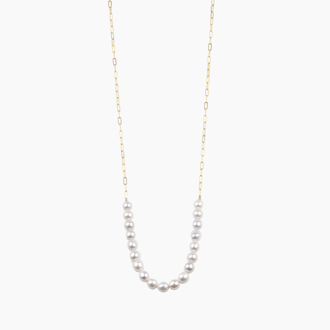 Long Ocean White Pearl Necklace