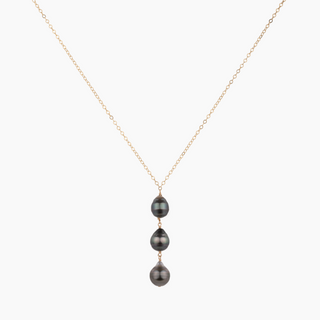 Ekolu Tahitian pearl Y necklace in 14kt gold-fill, handmade in Hawaii by Misha Hawaii
