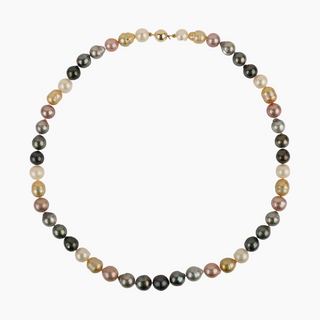 multicolor rainbow pearl strand with gold clasp