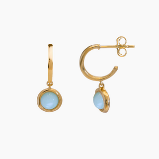 Blue Topaz Hoop Earrings in Gold