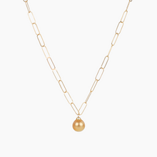 Load image into Gallery viewer, Dana Golden South Sea Pearl Paperclip Necklace