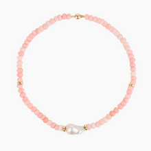 Load image into Gallery viewer, Pink Opal White Flameball Pearl Necklace