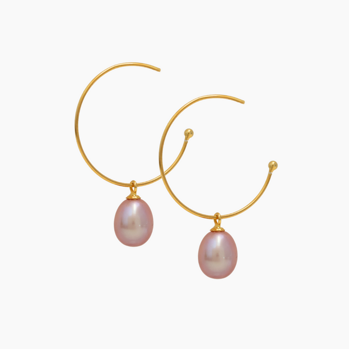Pink Pearl Hoop Earrings