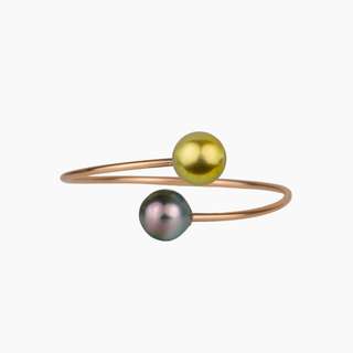 Tahitian Pearl and Pistachio Pearl Cuff in Gold
