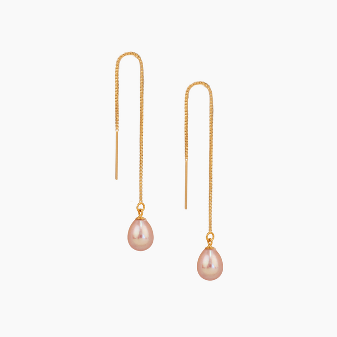 Pink Pearl Threader Earrings