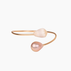 Pink Pearl & Cone Shell Cuff