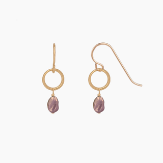 Pink Keshi Pearl hoop earrings in 14k gold, handcrafted in Hawaii