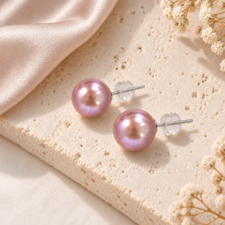 AAA Pink Pearl Stud Earring Sterling Silver