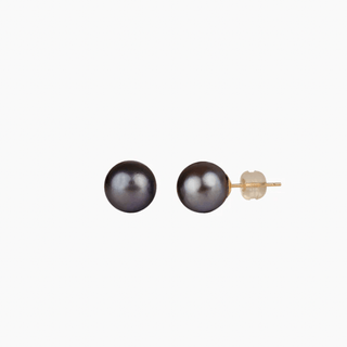Tahitian black pearl stud earrings in 14k gold, handcrafted in Hawaii