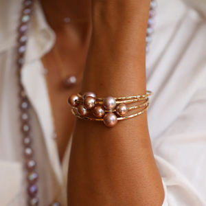 Double Pink Pearl Bangle
