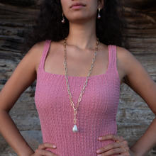 Load image into Gallery viewer, Luxe Long White Flameball Pearl Necklace