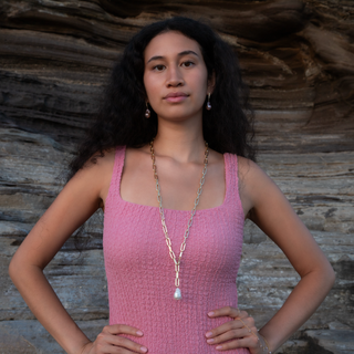 Pink Flameball Pearl Earrings