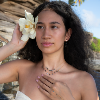 Double Tahitian Keshi Pearl Huggie