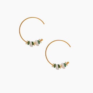 Sea Glass & Puka Shell Hoop Earrings