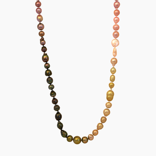 rainbow pearl strand with gold clasp 
