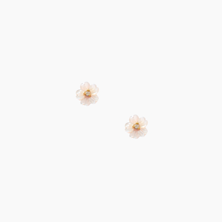 Tiny Plumeria mother of Pearl Stud Earrings in Gold