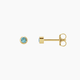 Tiny Swiss Blue Bezel Studs