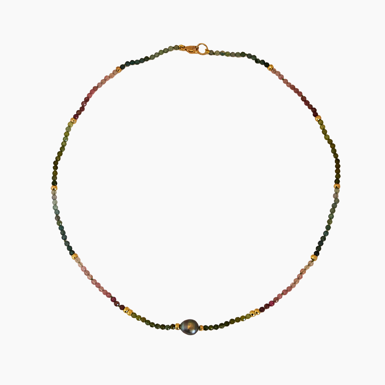 Tourmaline Tahitian Keshi Pearl Necklace