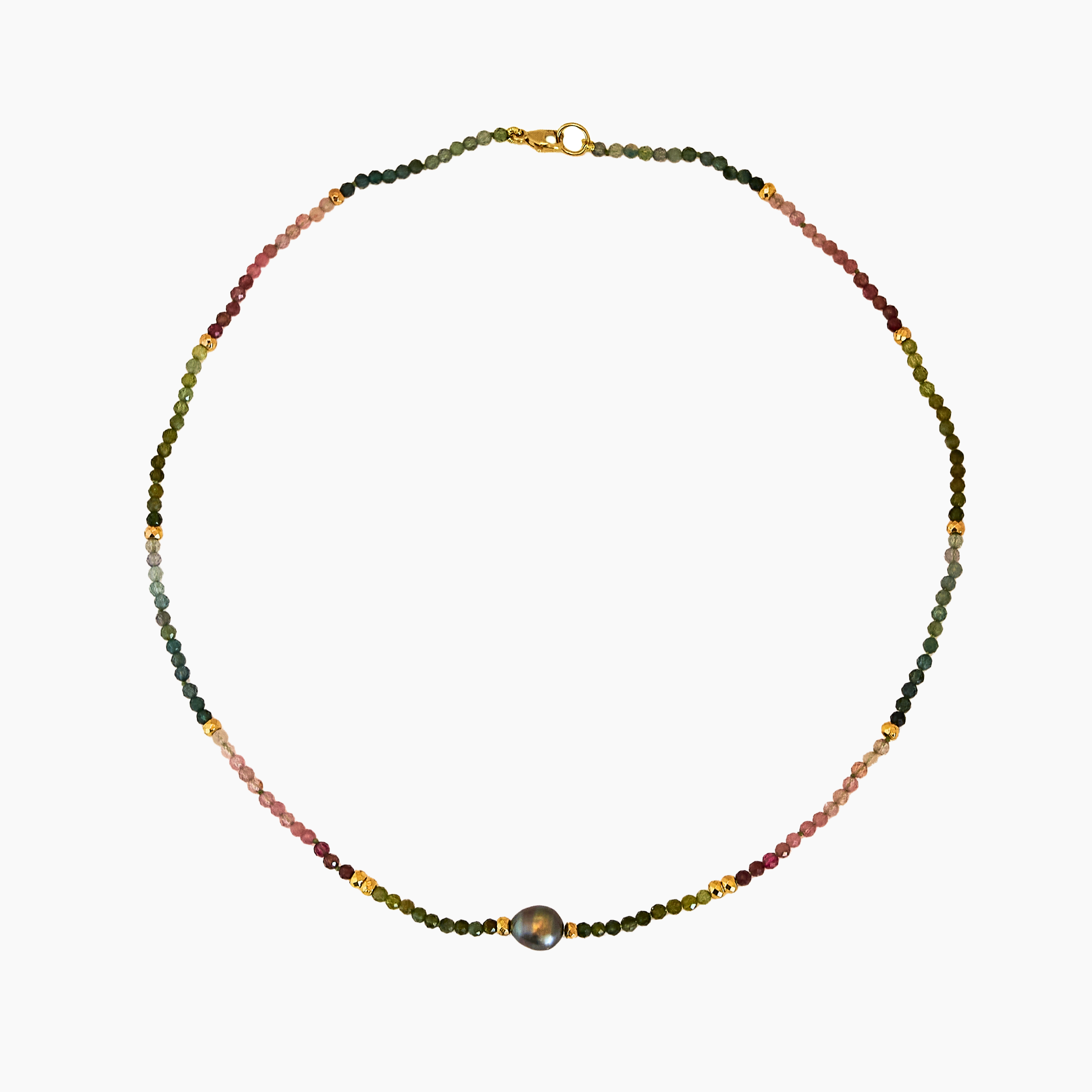 Tourmaline Tahitian Keshi Pearl Necklace
