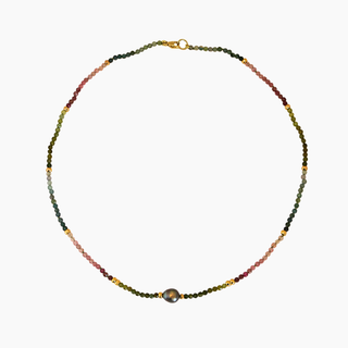 Tourmaline Tahitian Keshi Pearl Necklace