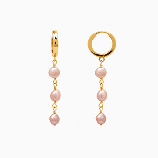 Triple Keshi Pink Pearl Huggies