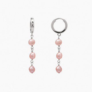Triple Keshi Pink Pearl Huggies