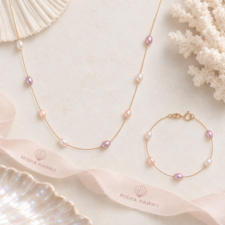 Mari + Lisa Multicolor Pink Pearl Necklace & Bracelet Set