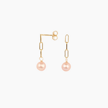 Load image into Gallery viewer, Pink Pearl Paperclip Stud Earrings