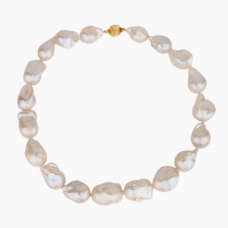 White Flameball Pearl Strand with gold clasp
