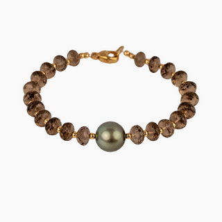 Aura Smokey Quartz Tahitian Pearl Bracelet