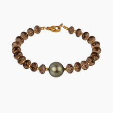 Load image into Gallery viewer, Aura Smokey Quartz Tahitian Pearl Bracelet