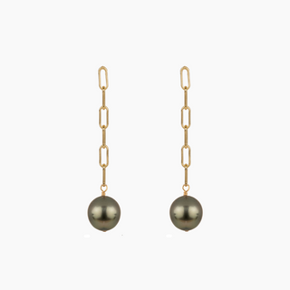Tahitian Pearl Paperclip Stud Earrings