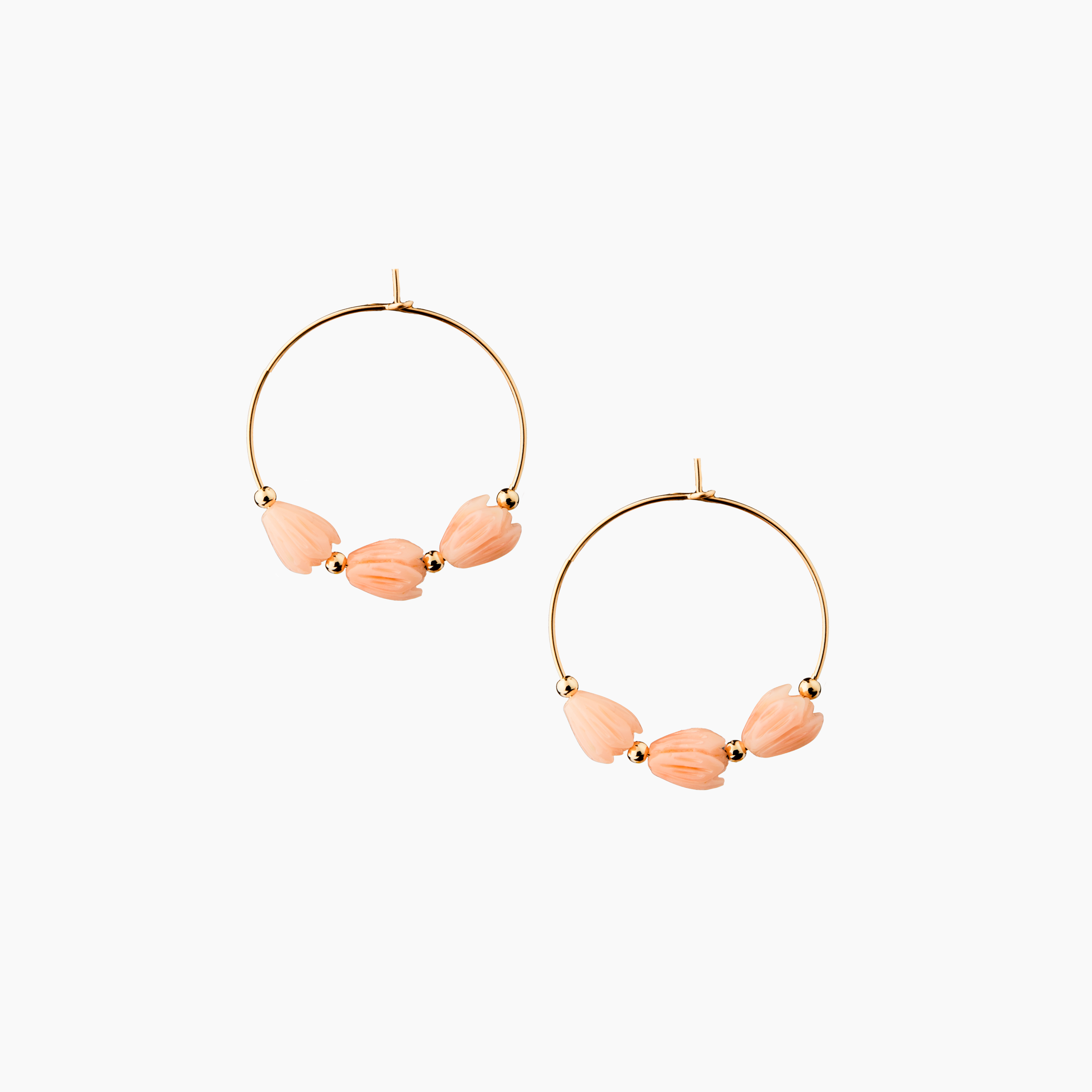 Flora Pink Pikake Hoop Earrings