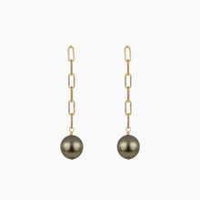 Load image into Gallery viewer, Tahitian Pearl Paperclip Stud Earrings