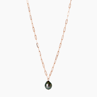 Tahitian pearl long necklace in gold handcrafted in Hawaii