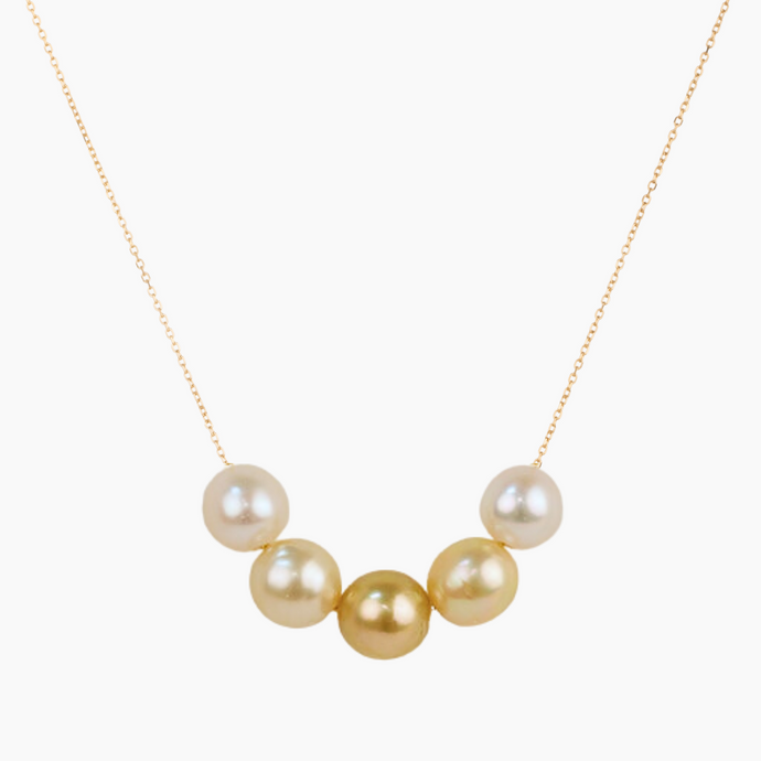 Ombre Golden Bali Pearl Necklace 14kt Gold Filled