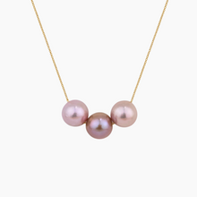 Load image into Gallery viewer, Floating Triple Multicolor Pink Pearl Necklace