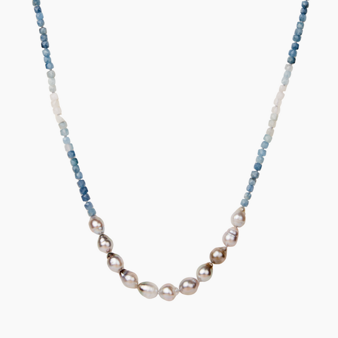 Selena Ombré Aquamarine Tahitian Pearl Necklace